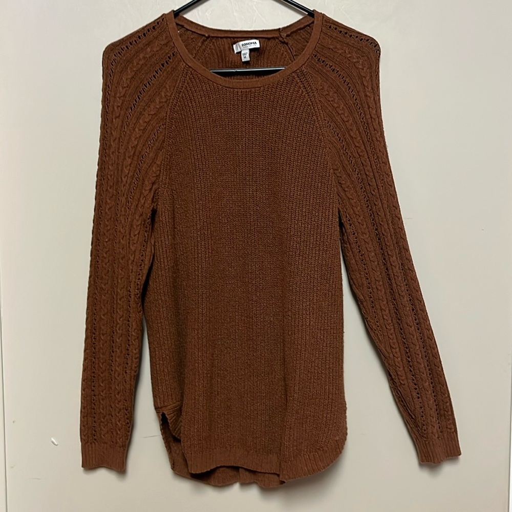 Brown Knit Sleeve Sweater